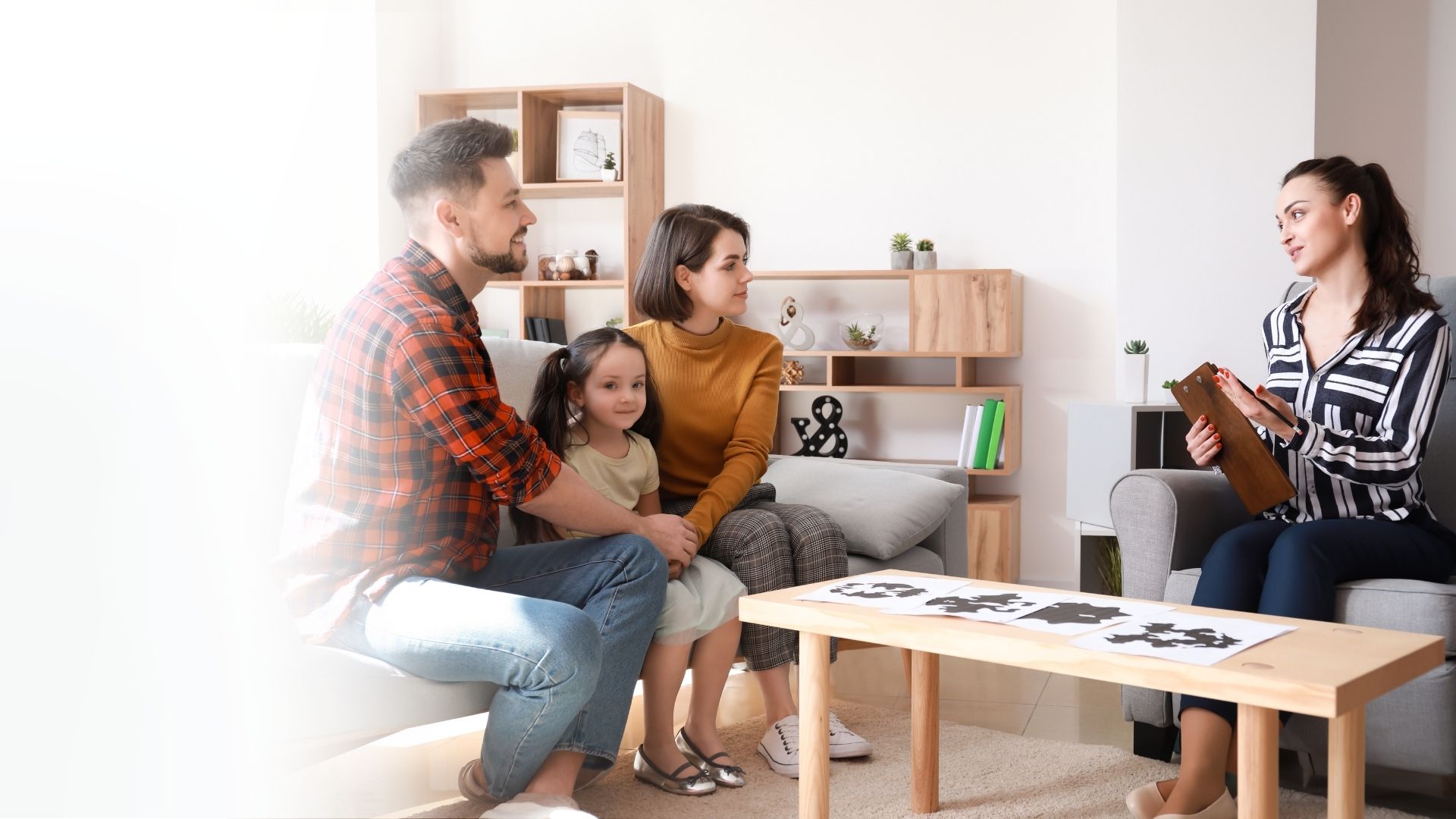 Family with social worker home visit